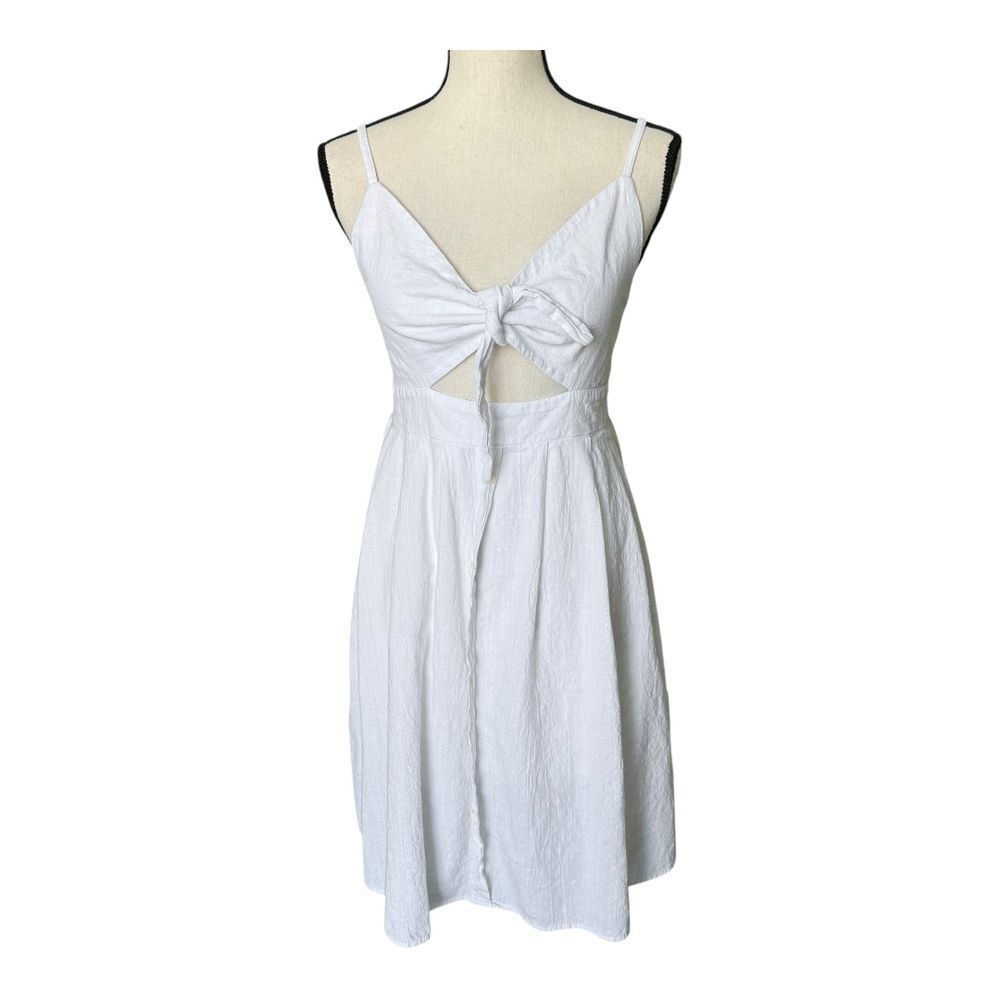 Fancyinn White Cottagecore Knot Front Cutout Spaghetti Sundress Womens Large
